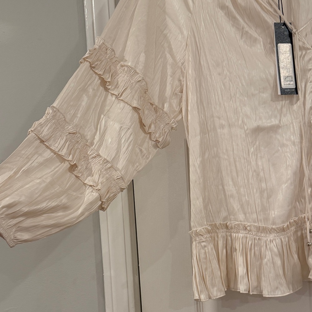 BCBGMaxAzria Cream Ruffled Blouse - Picture 6 of 13